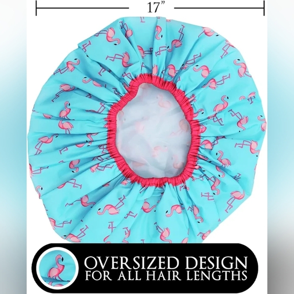 Reusable Shower Cap & Bath Cap & Lined, Oversized Waterproof Shower Caps Large - Picture 4 of 9